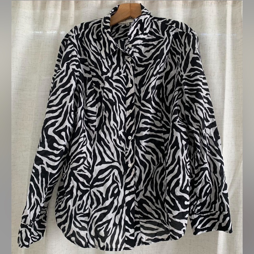 Black White Zebra Animal Print Top